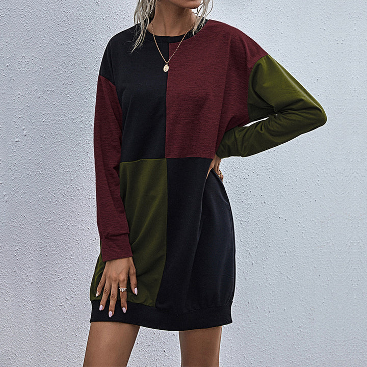 Damen Langarm-Sweatkleid mit Blockpaneelen und weitgeschnittener Passform Drune