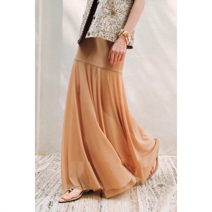 Damen Eleganter Midirock aus zartem Chiffon Drune