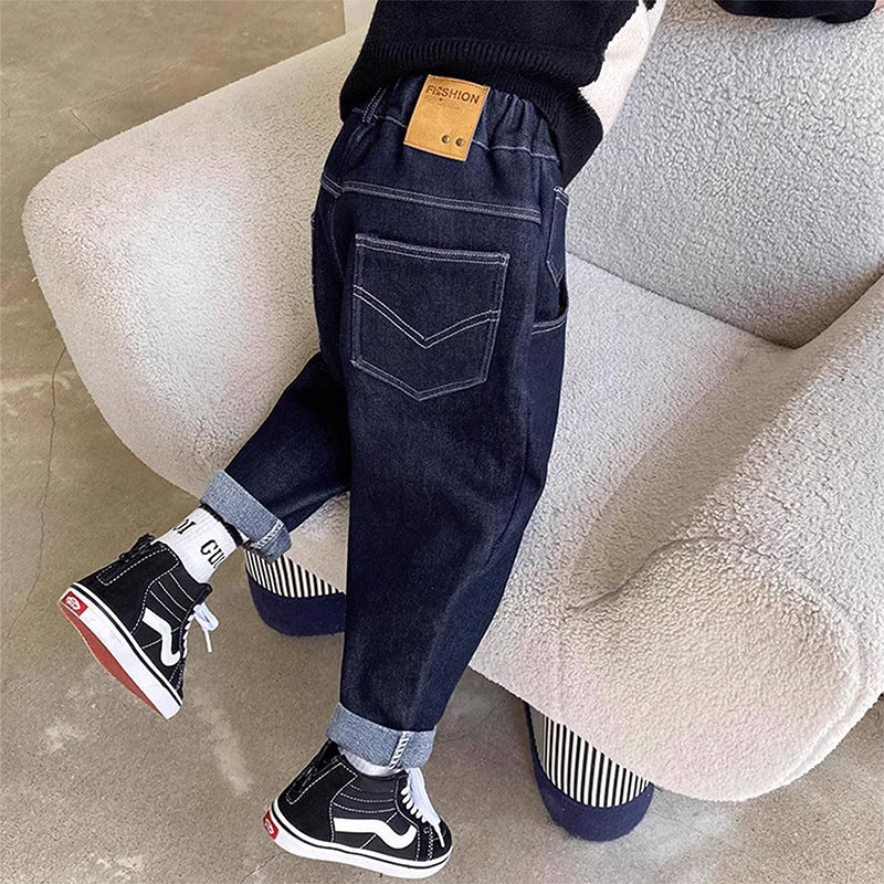 Unisex Bequeme Denim-Hose mit elastischem Bund Drune