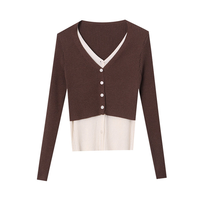 Damen lässiger Strickcardigan mit Knopfverschluss und feiner Rippstruktur Drune