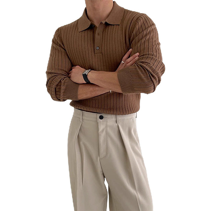 Herren Stilvolles Langarm-Rippstrickoberteil Drune