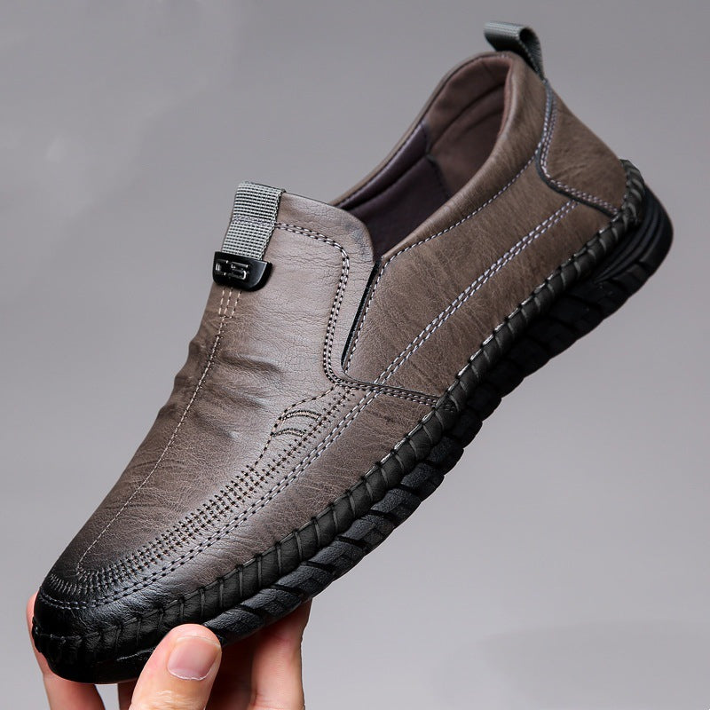 Herren Eleganter Lederimitat-Slipper mit handgenähter Perimeternaht und flexibler Profilsohle Drune