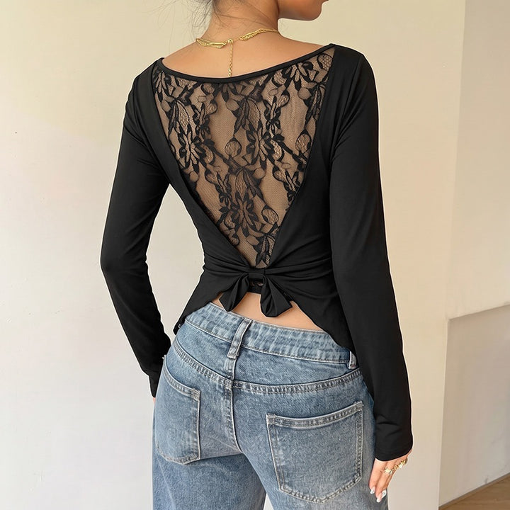 Damen Basic Langarmshirt mit Rundhalsausschnitt Drune