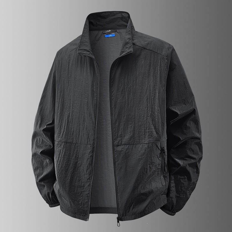 Herren Ultraleichte winddichte Übergangsjacke mit Stehkragen und kompakter Packfunktion Drune
