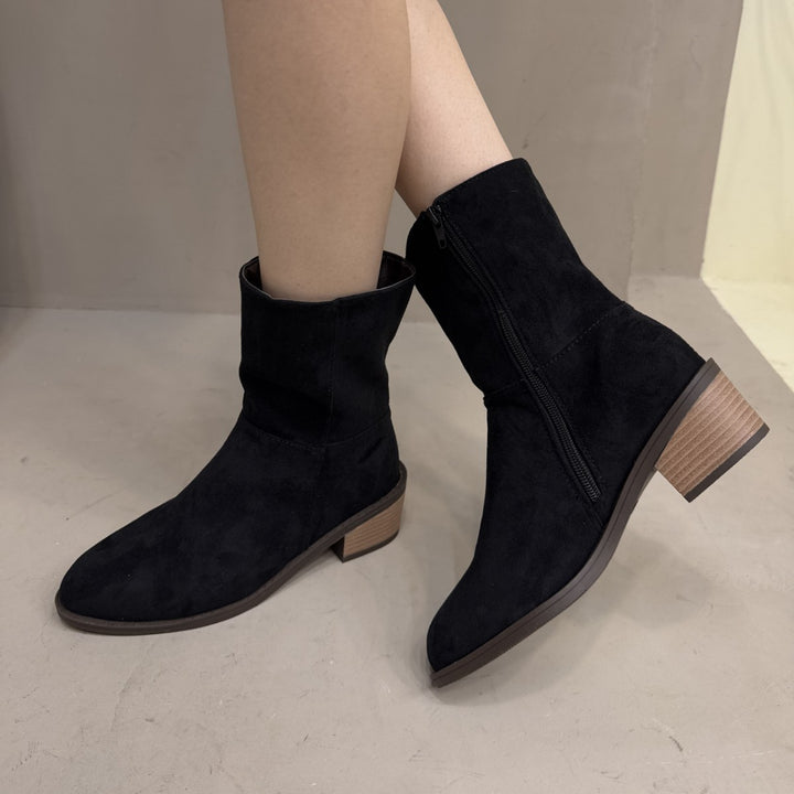 Damen Elegante Stiefeletten mit Blockabsatz Drune