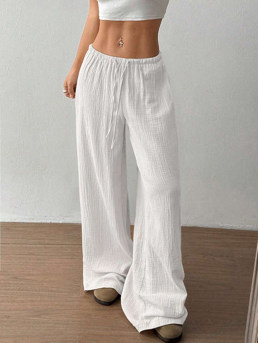 Damen Weite Sommerhose mit elastischem Bund und lockerem Schnitt Drune