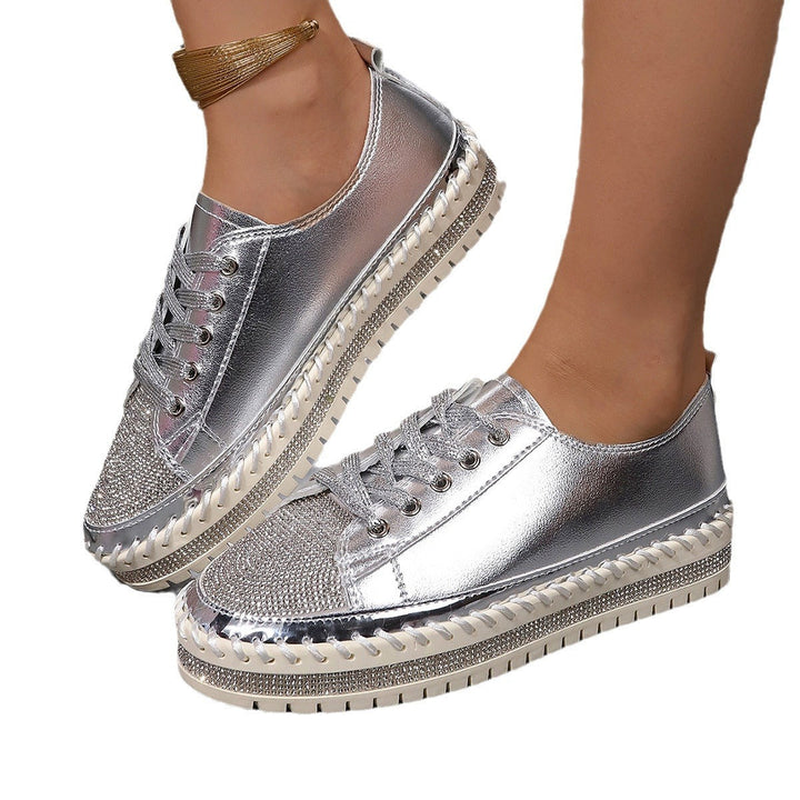 Damen Glamouröse Sneaker mit funkelndem Strass und trendiger Profilsohle Drune