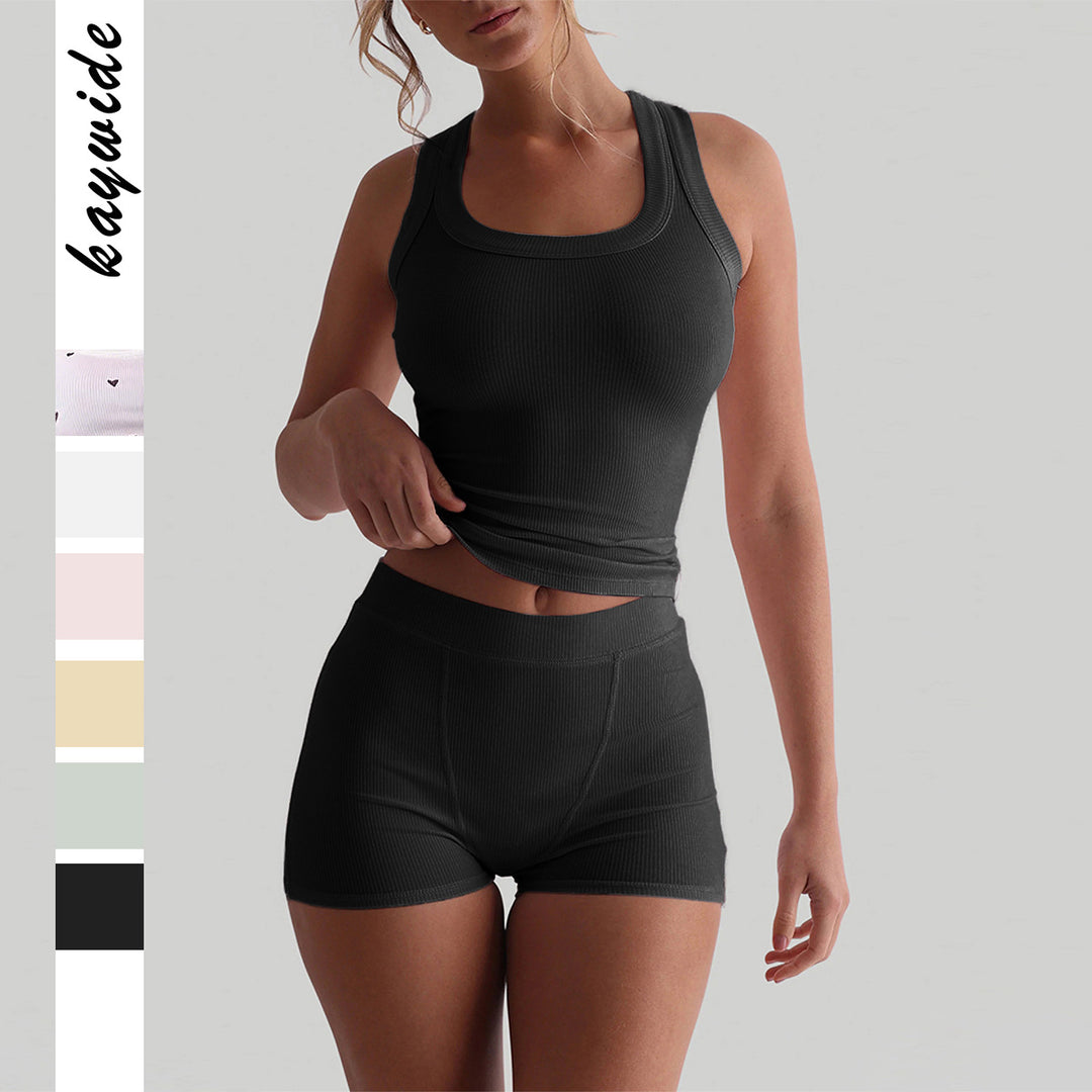 Damen Sportliches Tanktop und Shorts Set Drune