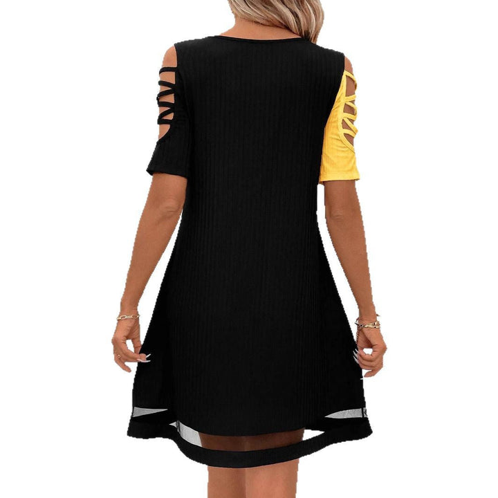 Damen modisches Freizeitkleid mit Cut-Out Ärmeln und asymmetrischem Design Drune