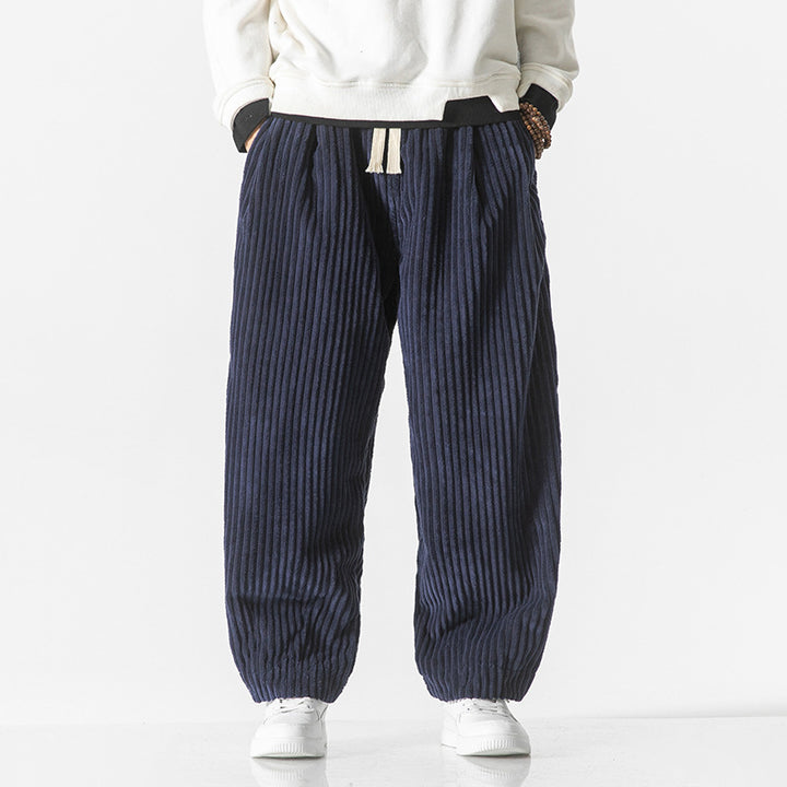 Herren Weit geschnittene Cord-Ballonhose mit Tunnelzugbund und breitem Rippenrelief Drune