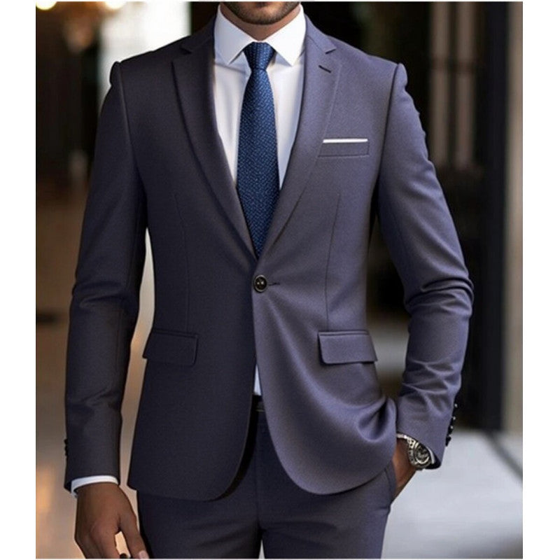 Herren Zweiteiliger Slim-Fit Anzug mit Ein-Knopf-Sakko und schmaler Anzughose Drune