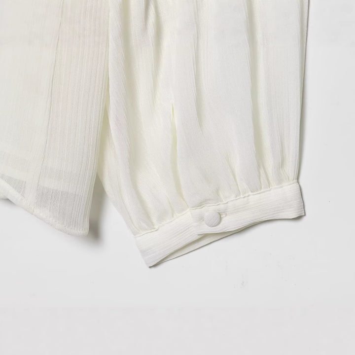 Damen Chiffonbluse mit Rüschen-Detail und plissierter Brustpartie Drune