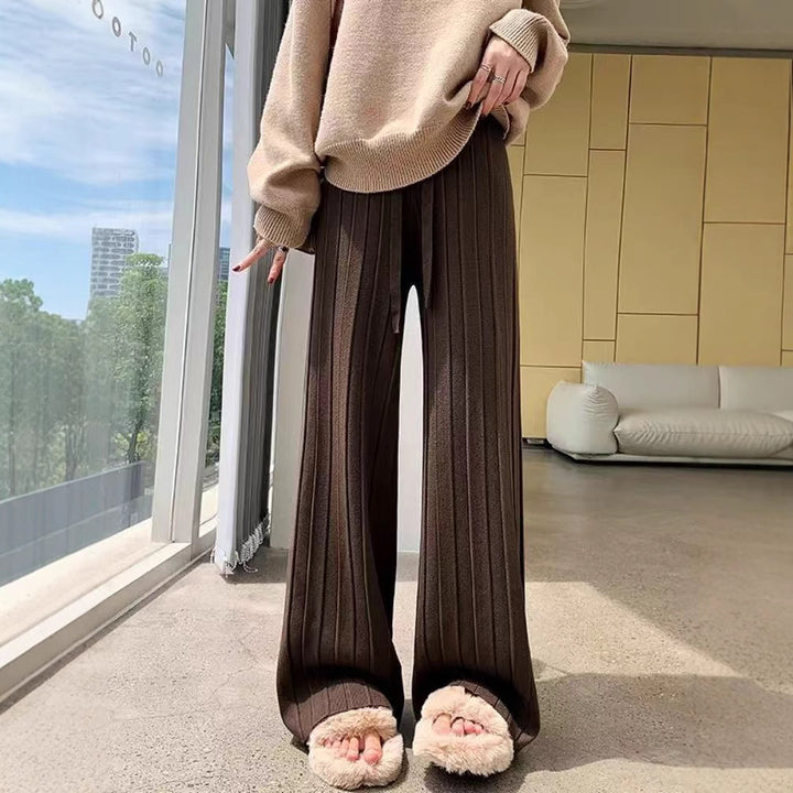 Damen weite Hosen mit vertikalem Streifendesign und elastischem Bund Drune
