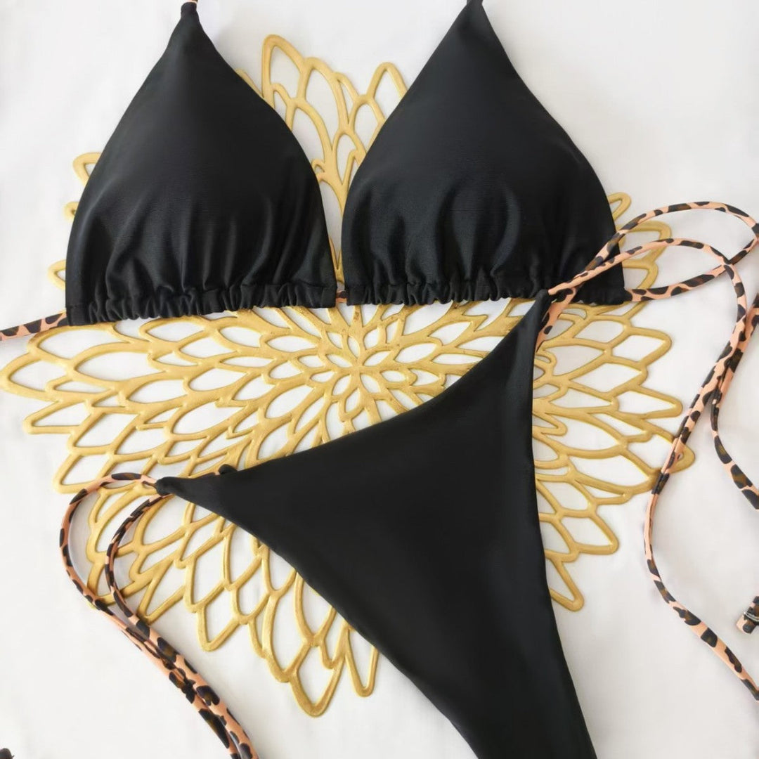 Damen Triangel-Bikini-Set mit verstellbaren Trägern und modischem Leoprint Drune