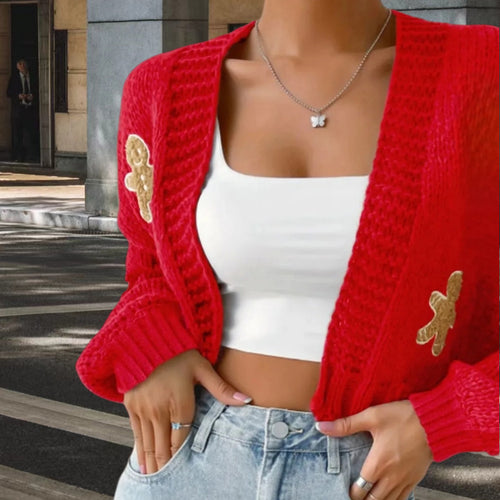 Damen Strickjacke mit verspielten Applikationen Drune