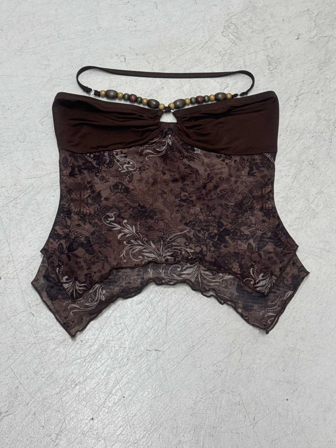 Damen lässiges Bandeau-Top mit floralem Design und raffinierten Bindebändern Drune