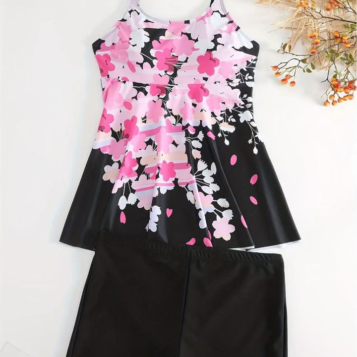 Damen Bade-Set mit floralem Oberteil und Shorts Drune