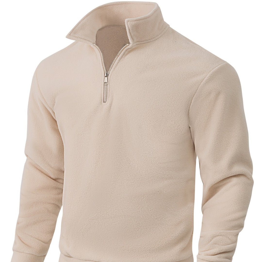Herren Fleece-Halbzip-Pullover mit Stehkragen, weichem Teddy-Fleece und elastischen Bündchen Drune