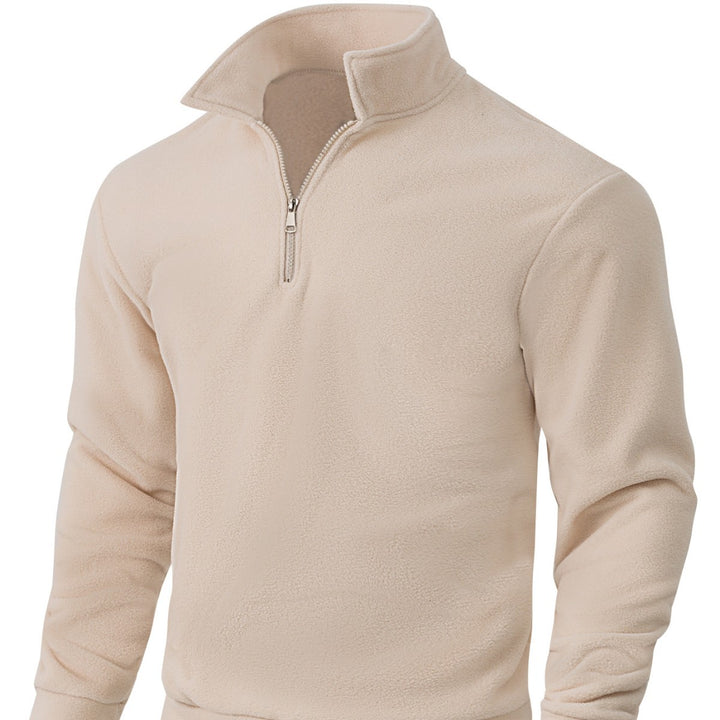 Herren Fleece-Halbzip-Pullover mit Stehkragen, weichem Teddy-Fleece und elastischen Bündchen Drune