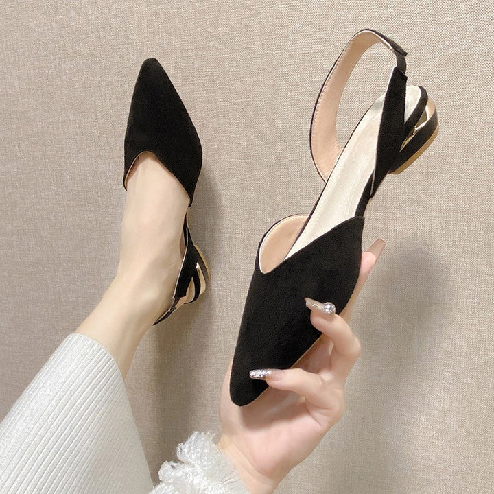 Damen Slingback-Pantoletten aus hochwertigem Wildleder mit feinem Absatz Drune