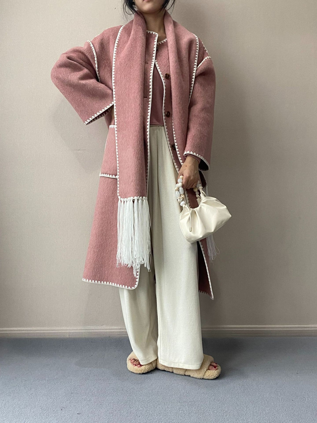 Damen Elegante und stilvolle lange Wollmantel Drune