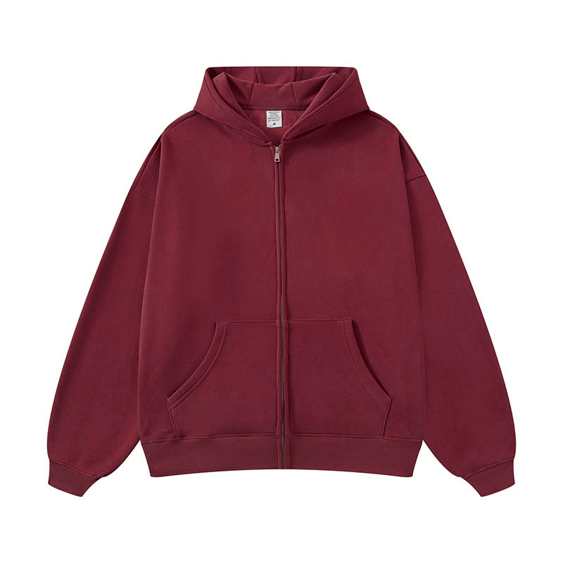 Unisex nan Kapuzen-Sweatjacke mit durchgehendem Reißverschluss, oversized Passform und Kängurutaschen Drune