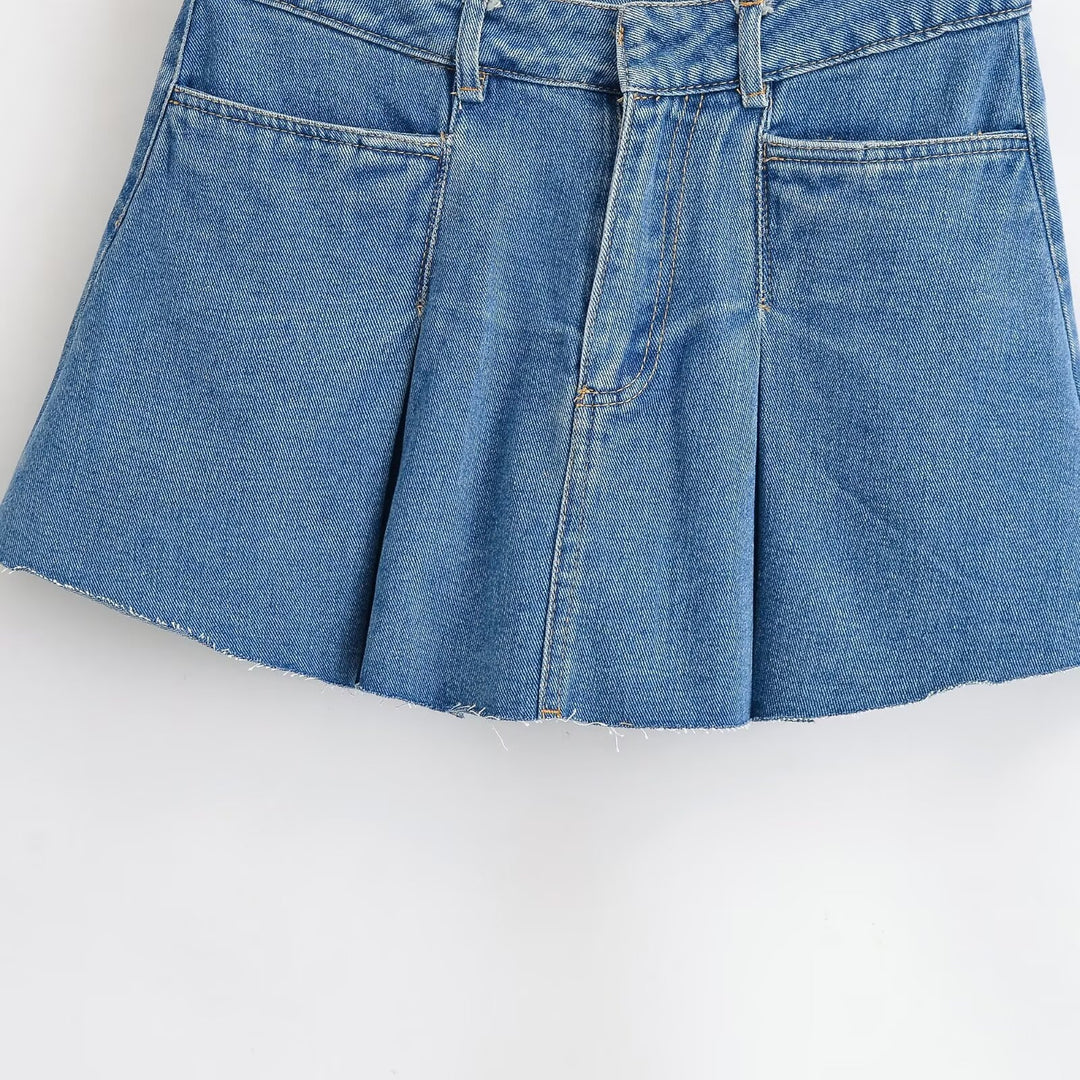 Damen Jeansrock mit lässigem A-Linien-Schnitt und dezenten Falten Drune