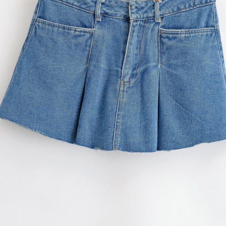 Damen Jeansrock mit lässigem A-Linien-Schnitt und dezenten Falten Drune