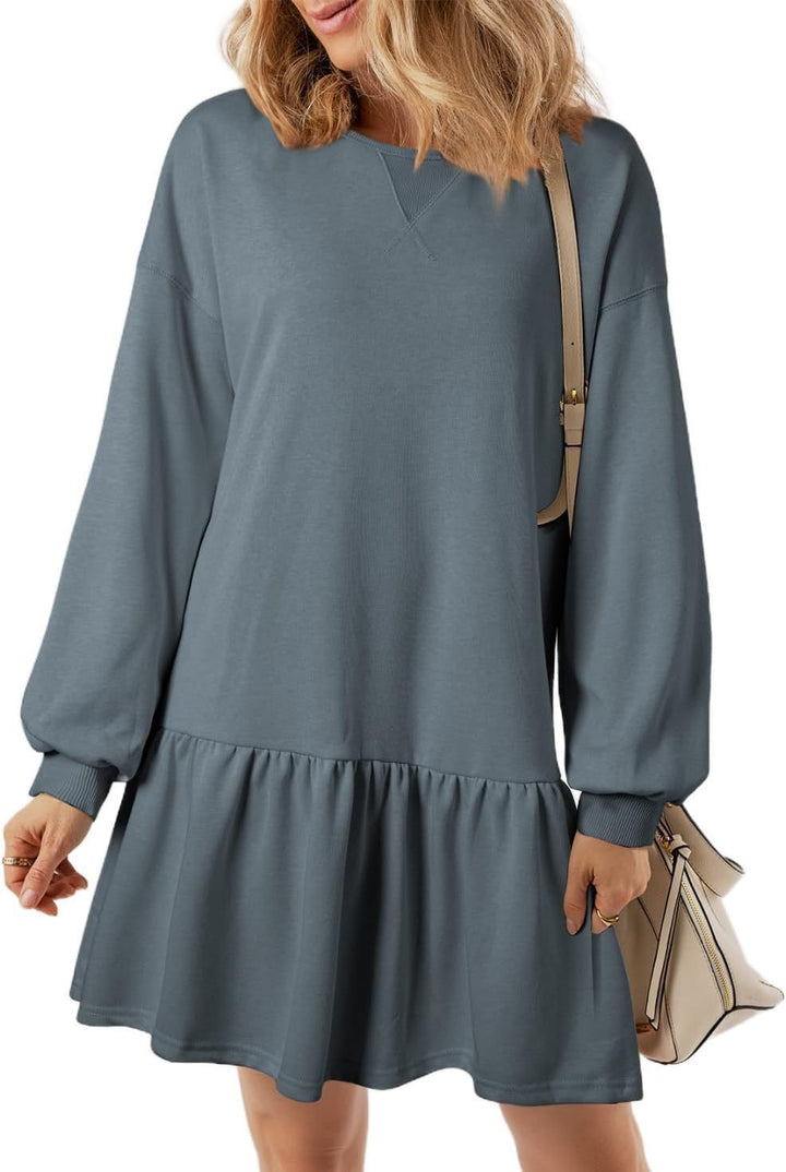 Damen Pulloverkleid mit Volant-Saum und lässigem Schnitt Drune