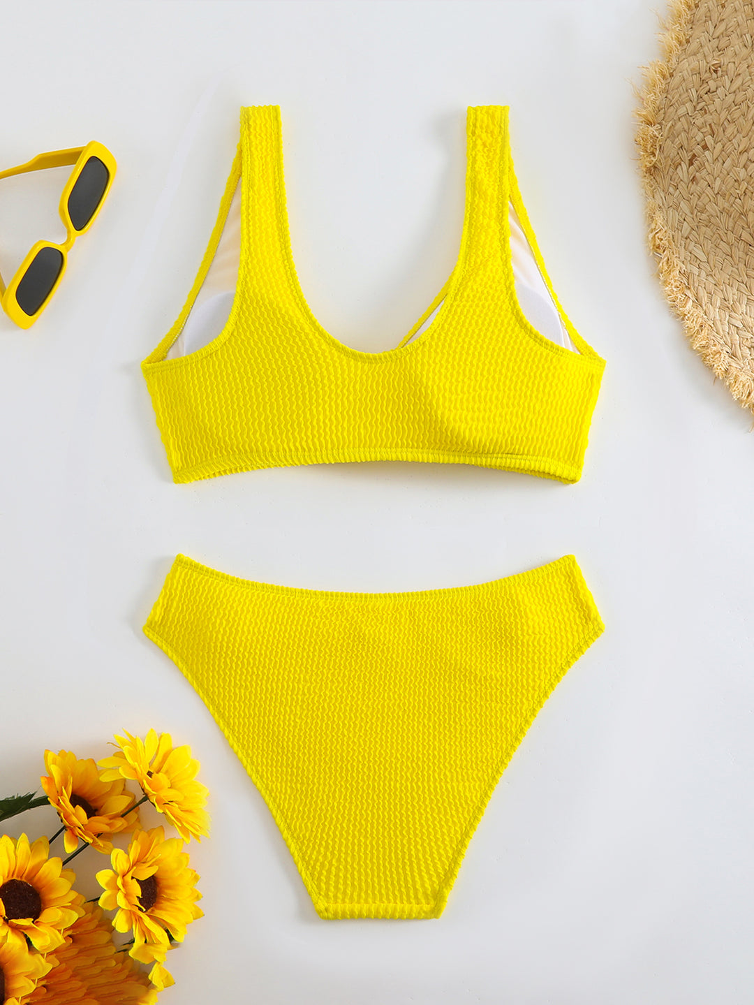 Damen Bikini mit strukturiertem Oberteil und hoher Taille Drune