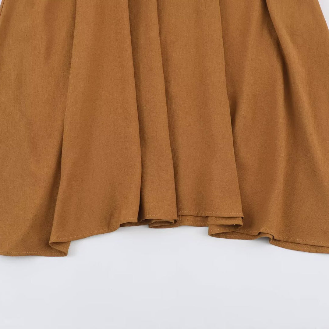 Damen Plissiertes Midikleid mit V-Ausschnitt und taillierter Silhouette Drune
