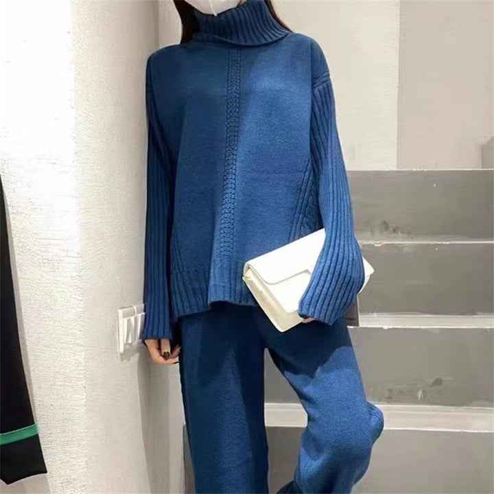 Damen Strickpullover mit hohem Kragen und strukturiertem Design Drune