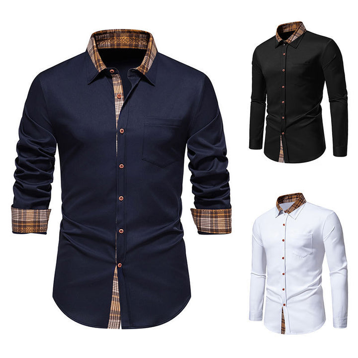 Herren Elegantes Langarmhemd mit Kontrastdetails Drune