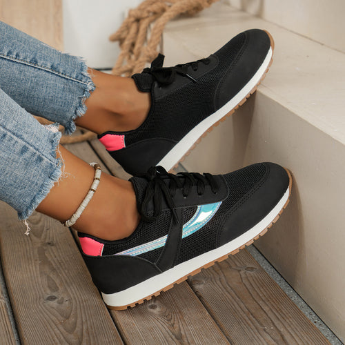 Damen  leichte Retro-Lauf-Sneaker mit verstärkter Zehenkappe, atmungsaktivem Mesh-Obermaterial und profilierter Gummilaufsohle Drune
