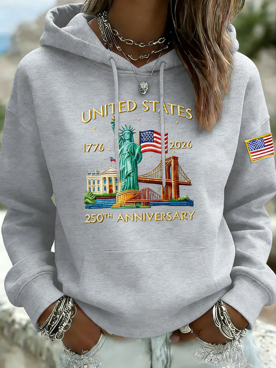 Damen Kreativer Kapuzenpullover mit einzigartigem Statuesque-Motiv Drune