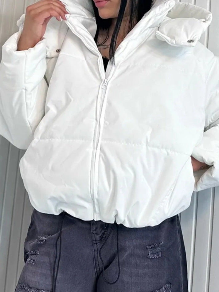 Steppjacke Damen modisch mit abnehmbarer Kapuze und Taschen