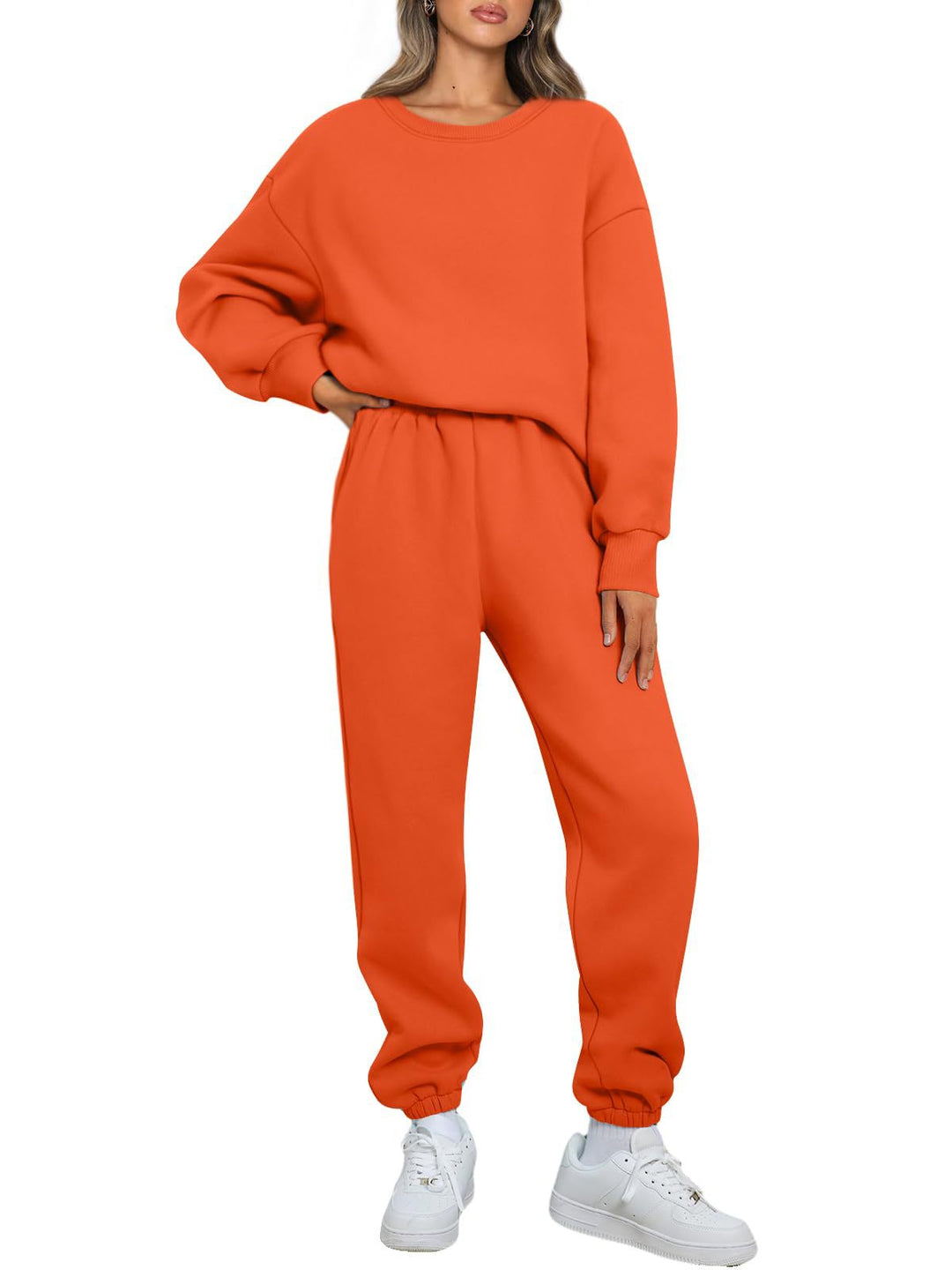 Damen nan gemütliches zweiteiliges Lounge-Set aus French-Terry mit Oversize-Sweatshirt und taillierter Jogginghose Drune