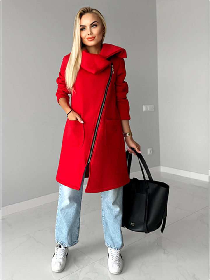 Drune | Reißverschluss Revers Mid Length Fleece Sweatshirt Jacke