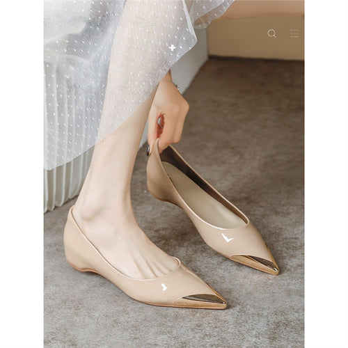 Damen Spitz zulaufende Ballerinas mit Leopardenmuster und metallischer Zehenkappe Drune