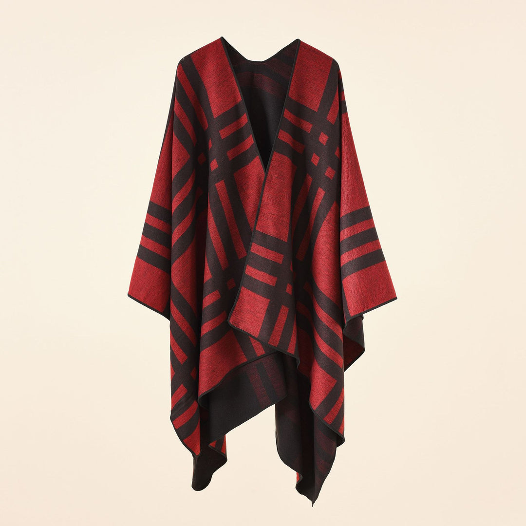 Damen Feiner Jacquard-Kimono-Umhang mit kontrastierter Kettelkante Drune