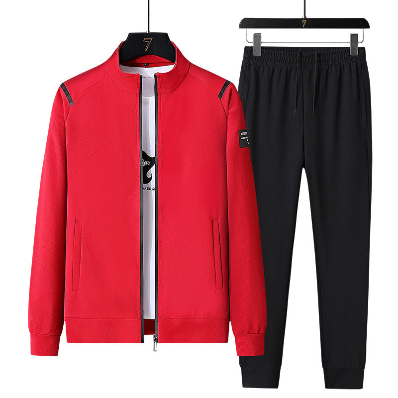 Herren Sportlicher Trainingsanzug-Set mit Reißverschlussjacke, Rundhalsausschnitt-Sweatshirt und Slim-Fit Jogginghose Drune