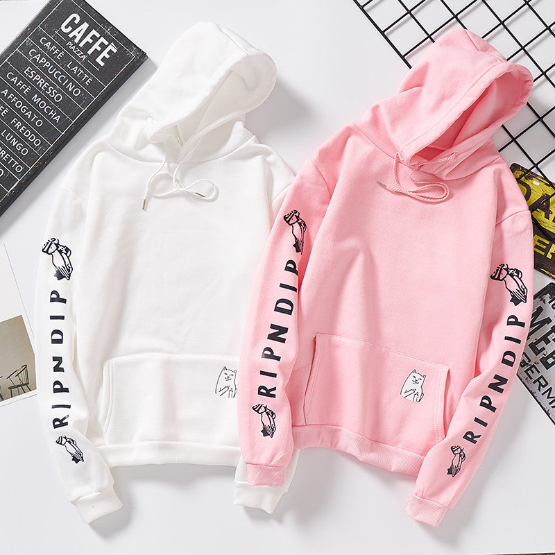 Damen Kapuzenpullover mit auffälligem Ärmelprint, Kängurutasche und relaxed Fit Drune