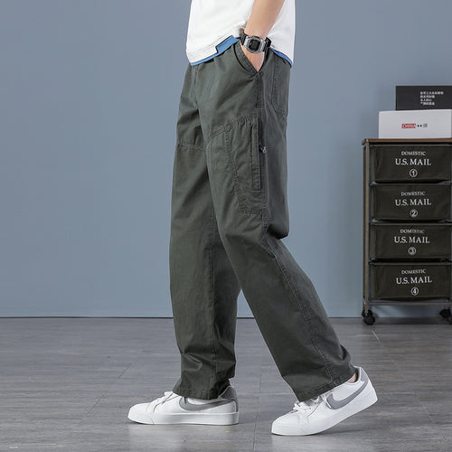 Herren Weite Utility-Cargohose mit geradem Bein, Mehrfachtaschen & lockerer Passform Drune