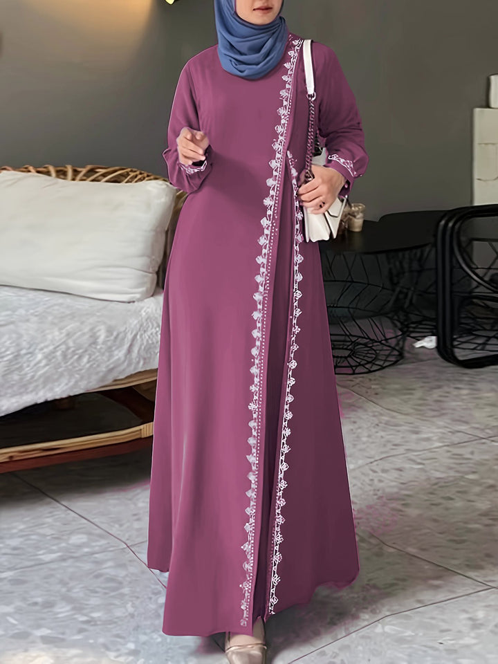 Damen elegantes Maxikleid mit aufwendiger Stickerei Drune