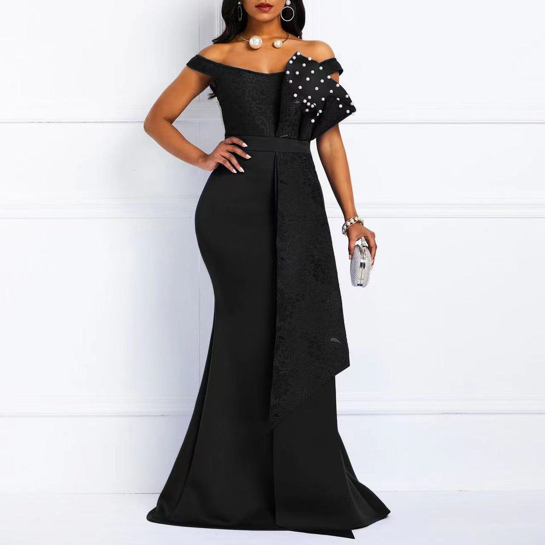 Damen Elegantes Abendkleid mit Off-Shoulder-Design und luxuriösen Applikationen Drune