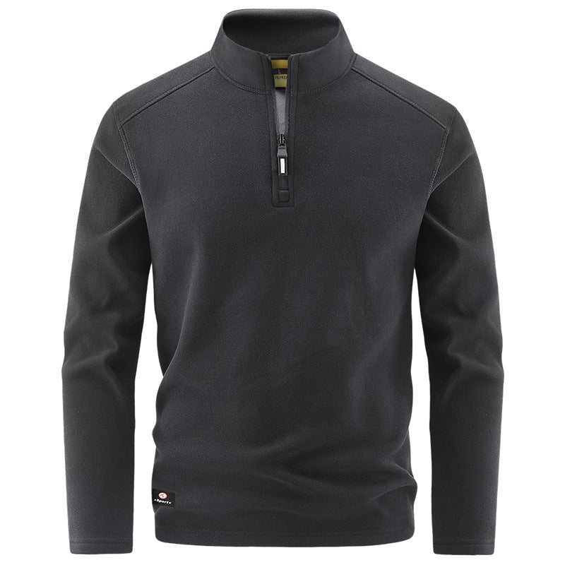 Herren Thermo‑Fleecepullover mit kurzem Reißverschluss und Stehkragen Drune