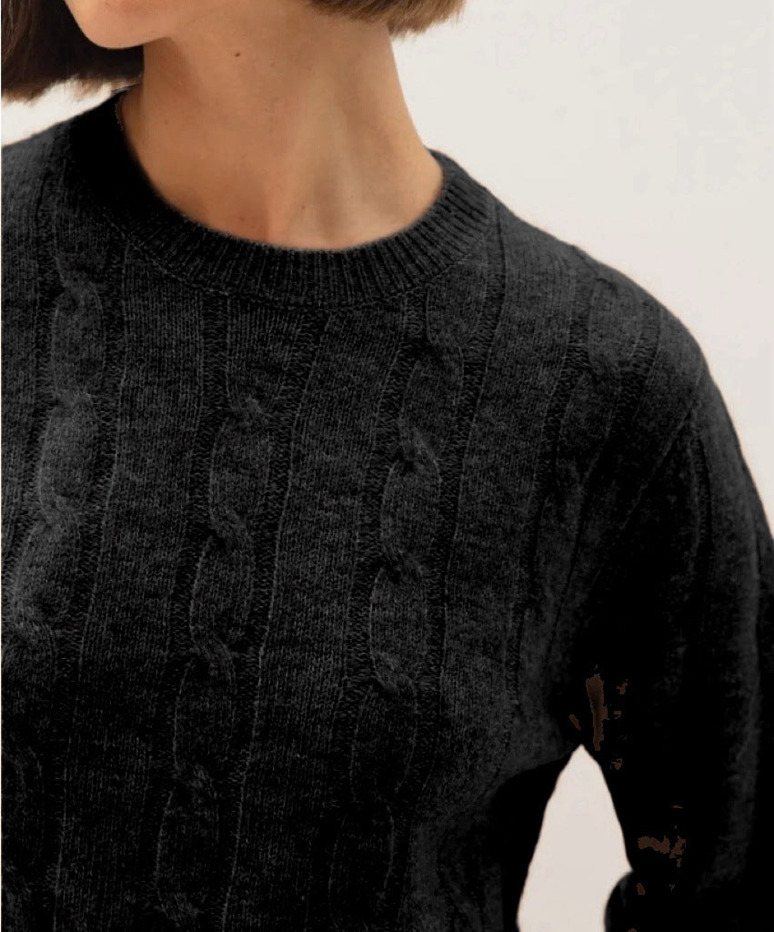 Damen Kabelstruktur‑Pullover im Zopfstrick mit Rundhalsausschnitt und nachhaltig weicher Wollmischung Drune