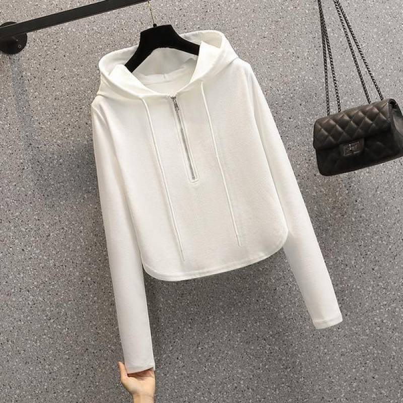 Damen modischer Crop-Hoodie mit praktischem Reißverschluss Drune