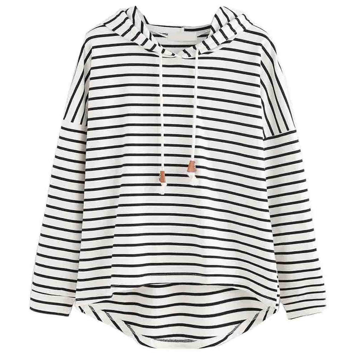 Damen gestreifter Hoodie mit lässigem Schnitt und Kordelzug Drune