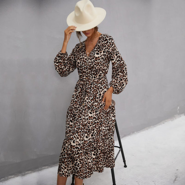 Damen Maxi-Kleid mit leopardenmuster Drune